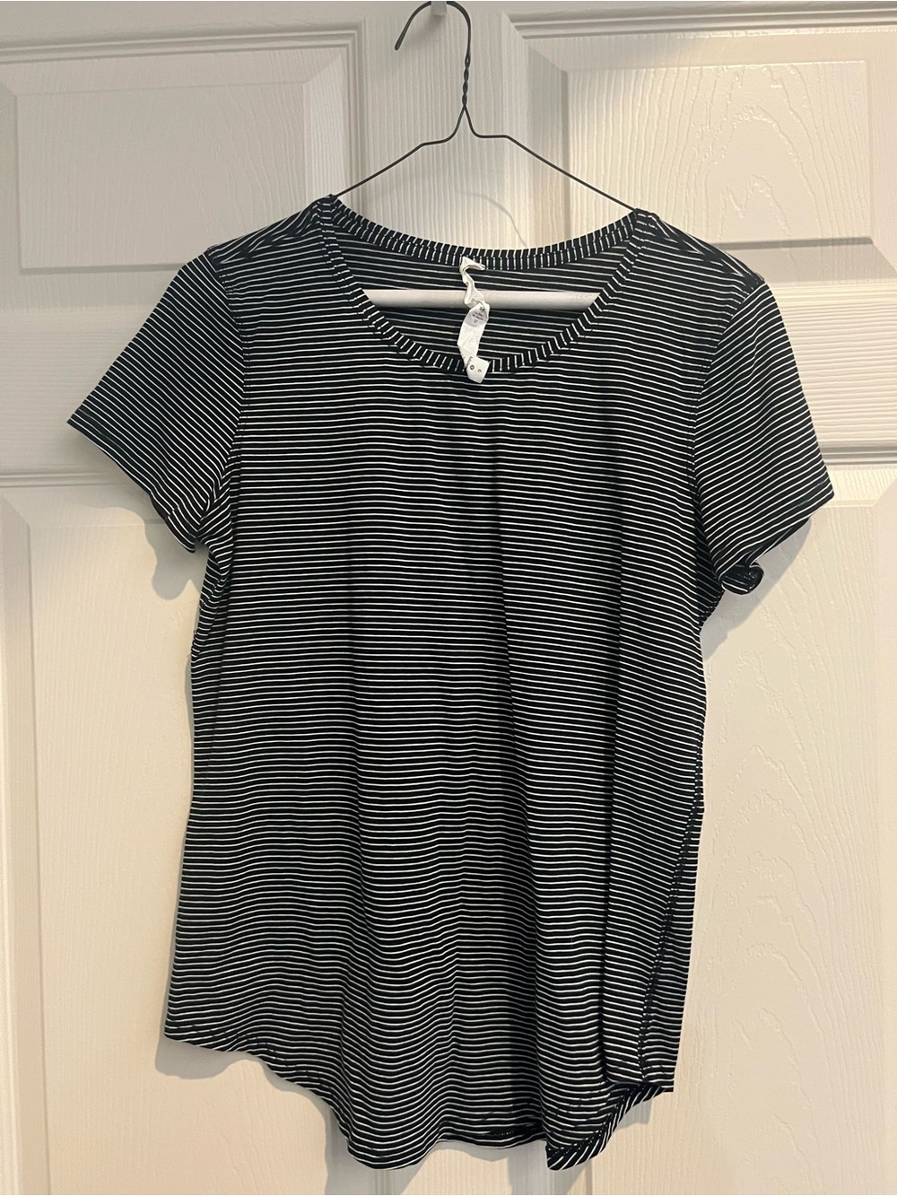 lululemon athletica Black & White Striped Crewneck Short Sleeve Tee